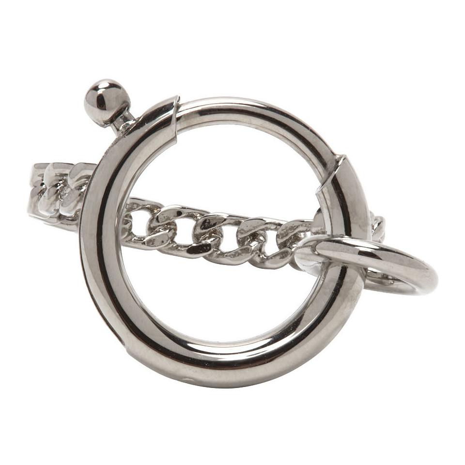 MM6 by Maison Martin Margiela Silver Clasp Curb Chain Ring in Metallic ...