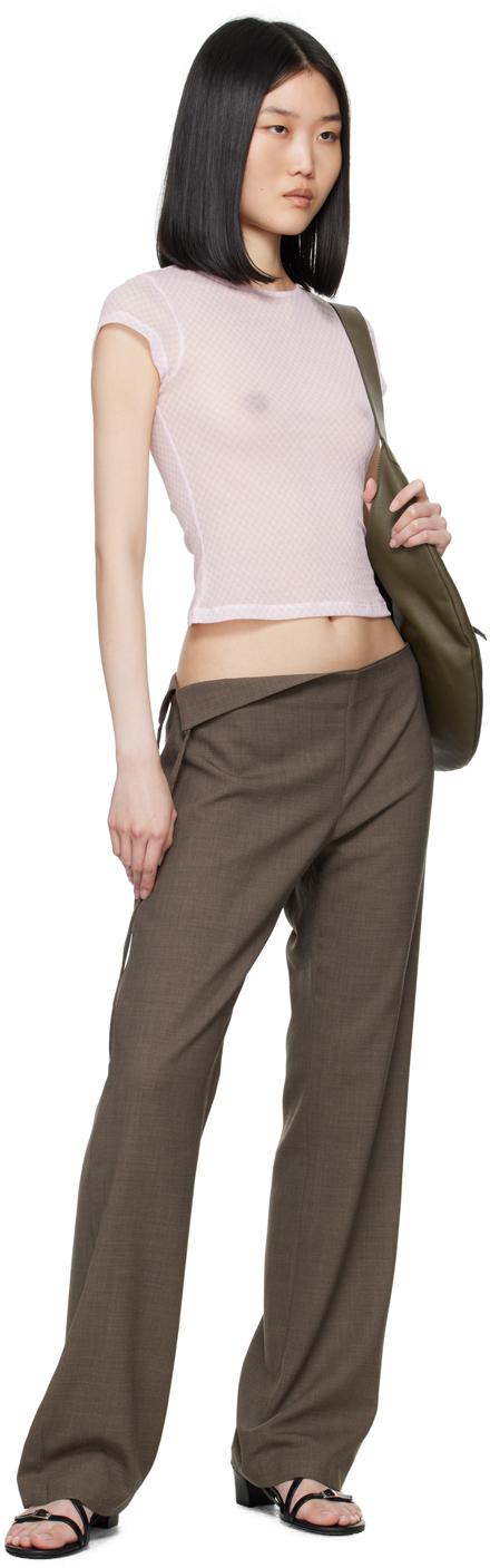 【関税込み】Paloma Wool ブラウン Freire トラウザーズ ウール コバートツイル プレーンフロント トラウザーズ Classic