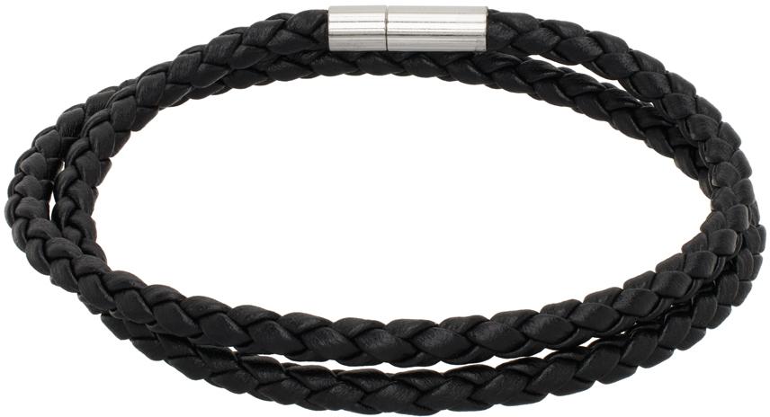 HUGO Black Leather Bracelet for Men