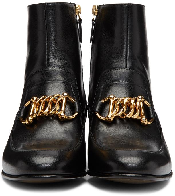Gucci Leather Horsebit Chain Boots in Black for Men Lyst UK