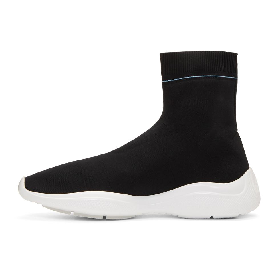 Prada Rubber Sock Sneakers in White/Black (Black) | Lyst
