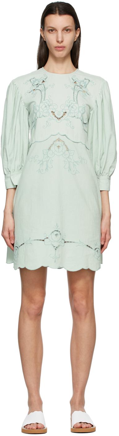 Cotton Blue Embroidered Dress - Lyst
