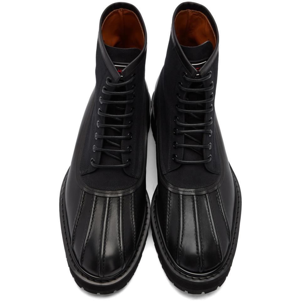 Givenchy Camden Leather And Canvas Boots in Black for Men - Lyst