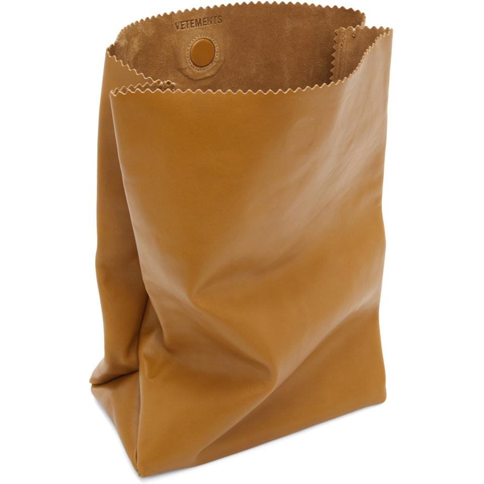 Vetements Beige Leather Paper Bag Clutch in Natural for Men | Lyst