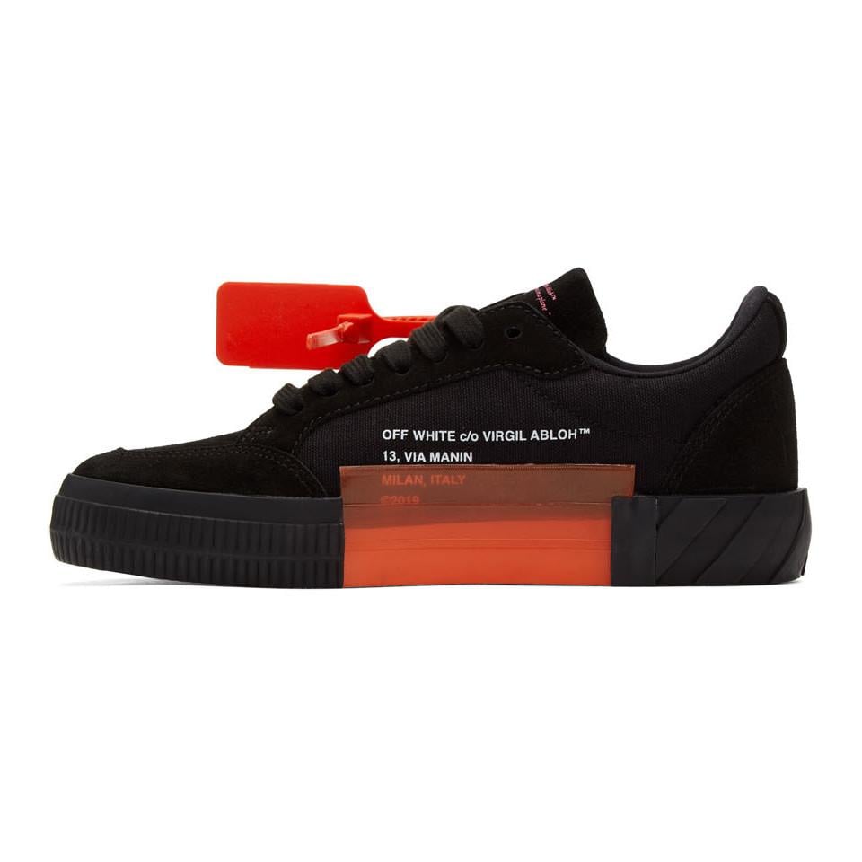 Off-White c/o Abloh Black Suede Low Vulcanized Sneakers for Men
