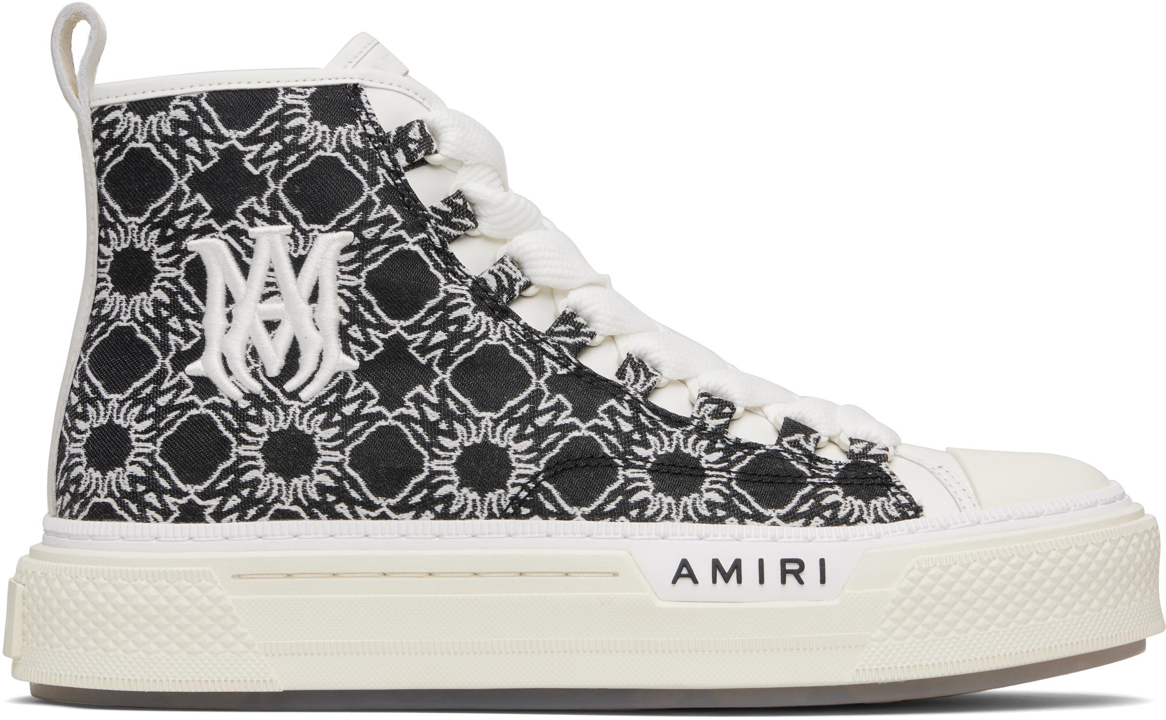 メンズ*AMIRI*ブラック キャンバスハイトップスニーカー M.A. AMIRI】MAコート レザートリム ハイトップ スニーカー (AMIRI