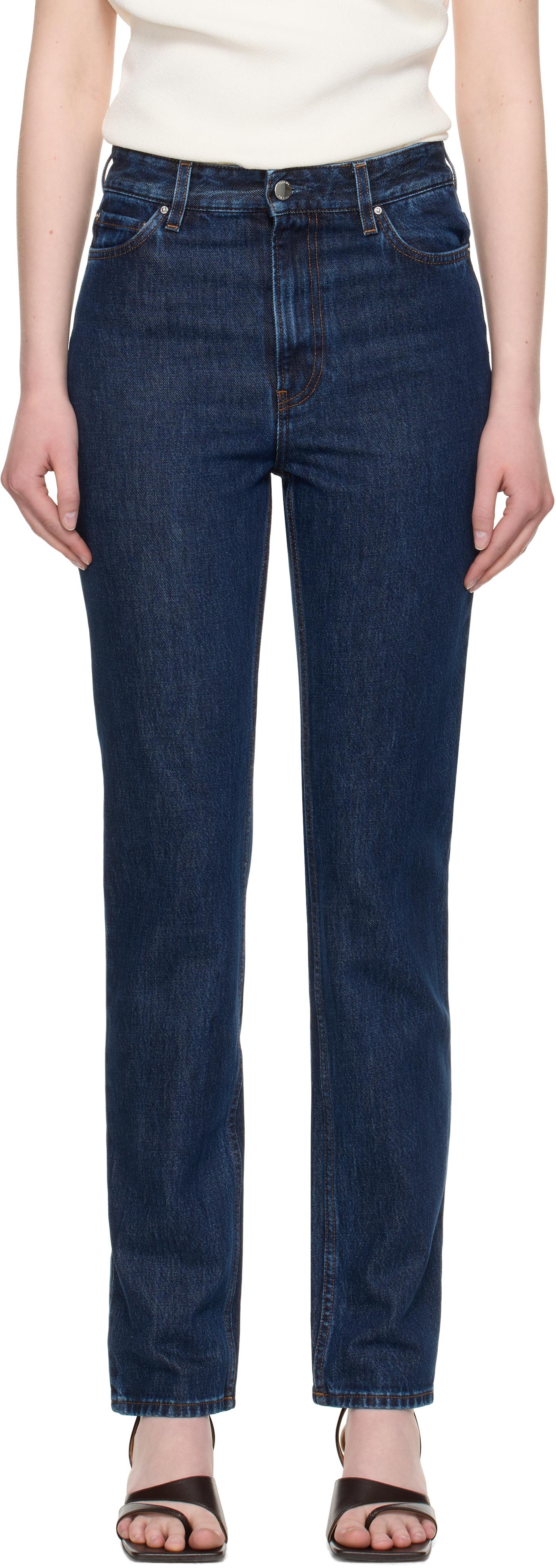 【Toteme】ローライズストレートジーンズ Twisted seam denim full length rinsed blue – TOTEME