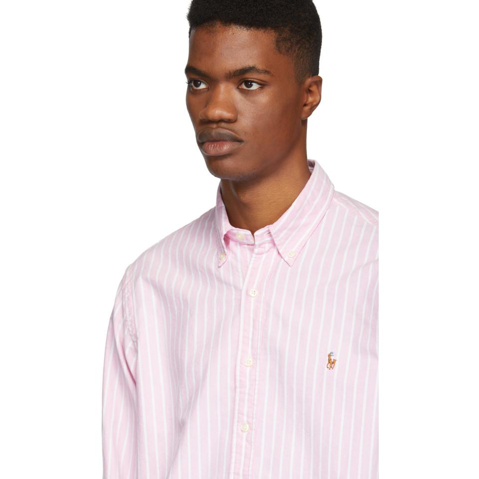 Polo Ralph Lauren Pink And White Striped Oxford Shirt for Men | Lyst UK