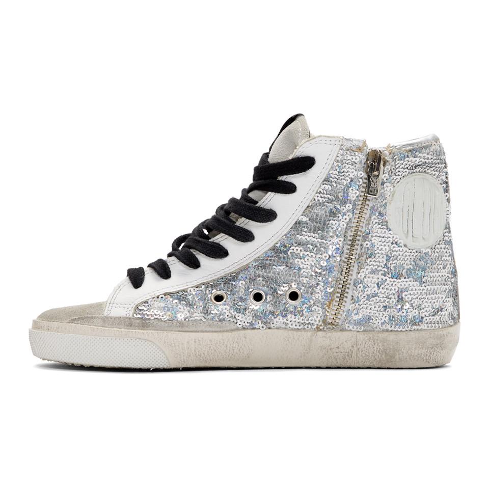 Golden Goose Deluxe Brand Silver Sequin Francy Sneakers in Metallic - Lyst