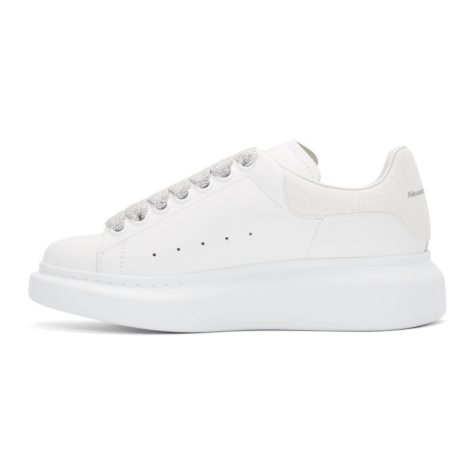 Alexander McQueen Leather Oversized Sneakers in White | Lyst