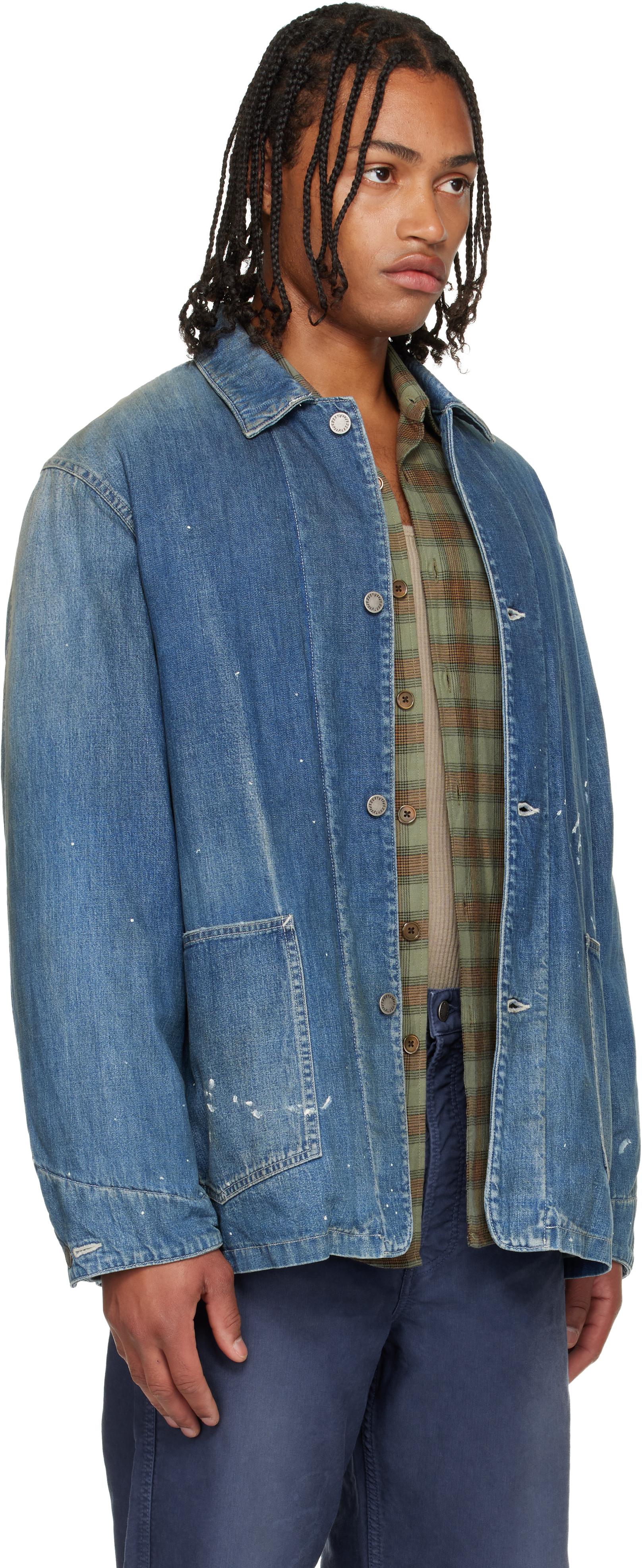Visvim Coverall Dmgd Denim Down Jacket in Blue for Men | Lyst