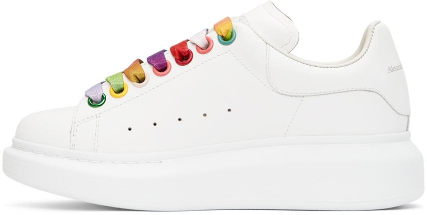 Alexander McQueen Oversized White Leather Rainbow Lace Trainers | Lyst  Canada