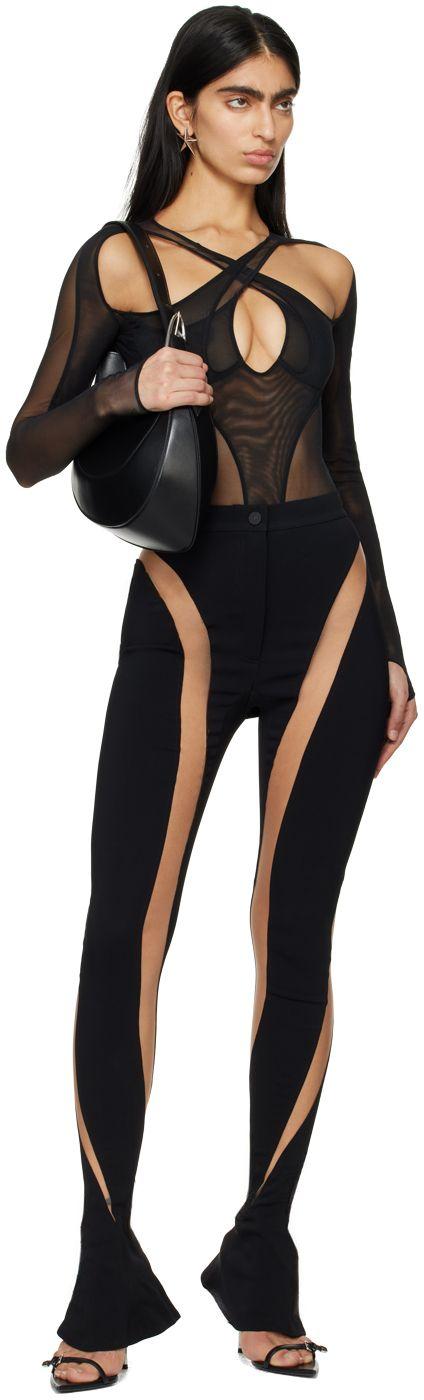 【関税込み】Mugler ブラック クリスクロス ボディスーツ Mugler Black Criss-crossed Bodysuit | Lyst