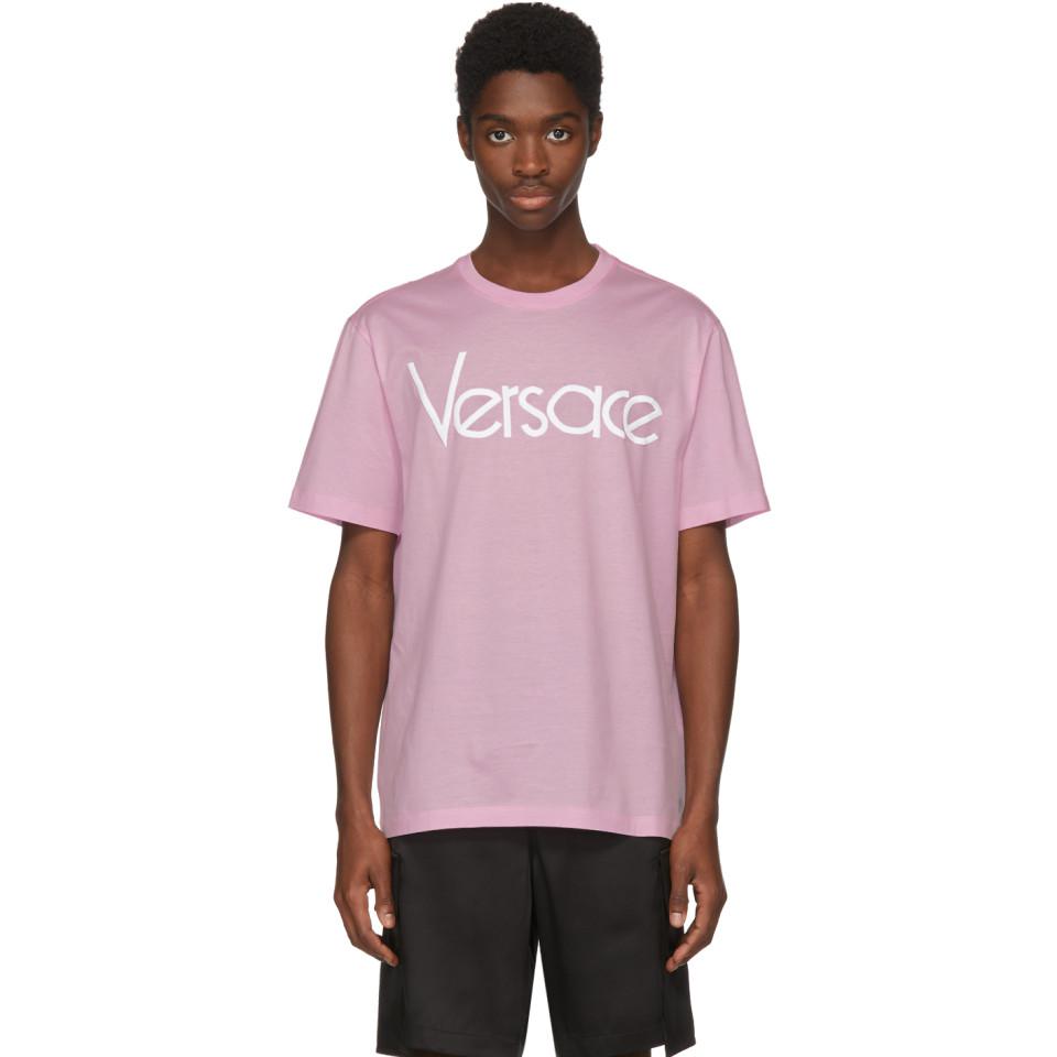 brydning Bemærk Mountaineer Versace Pink Vintage Logo T-shirt for Men | Lyst
