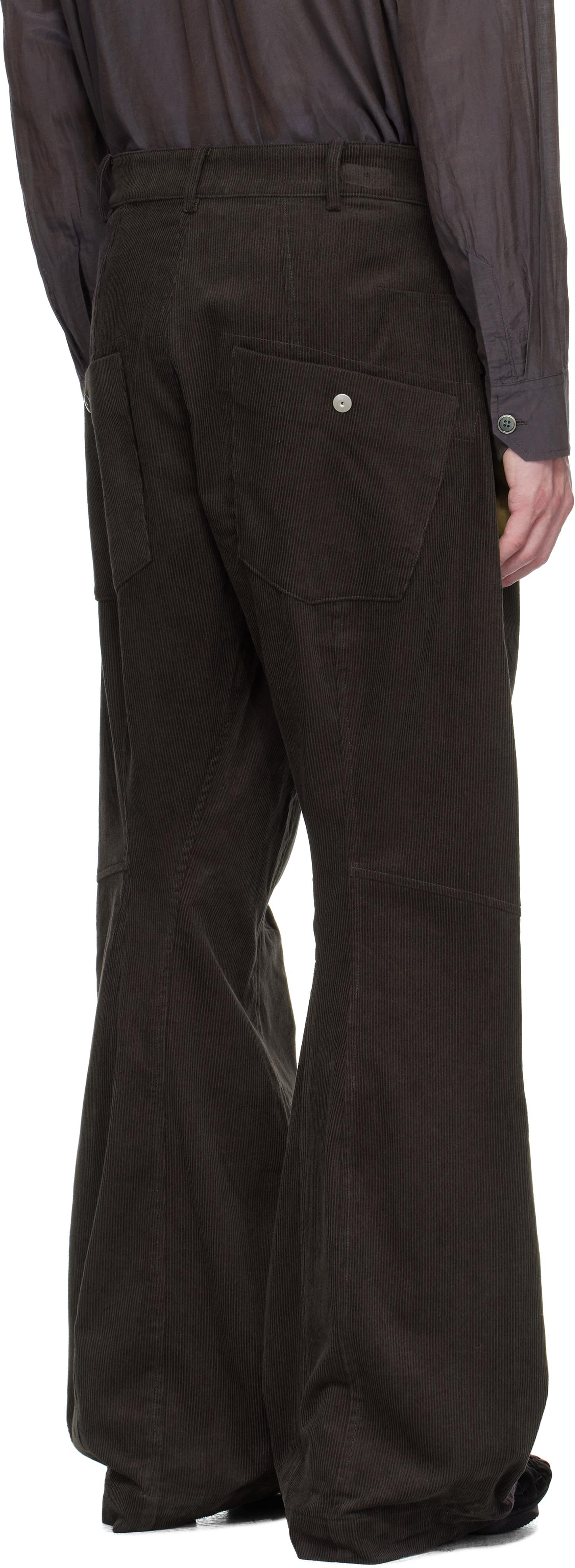 Omar Afridi Knee Darted Flare Micro Cord Trousers in Black for Men