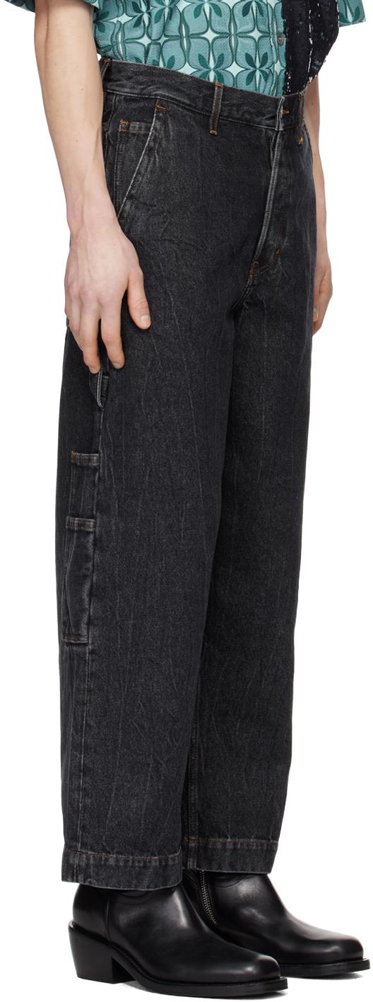 Dries Van Noten メンズ ブラック ルースフィット ジーンズ ジーンズ Dries Van Noten メンズ ブラック ルースフィット ジーンズ ジーンズ