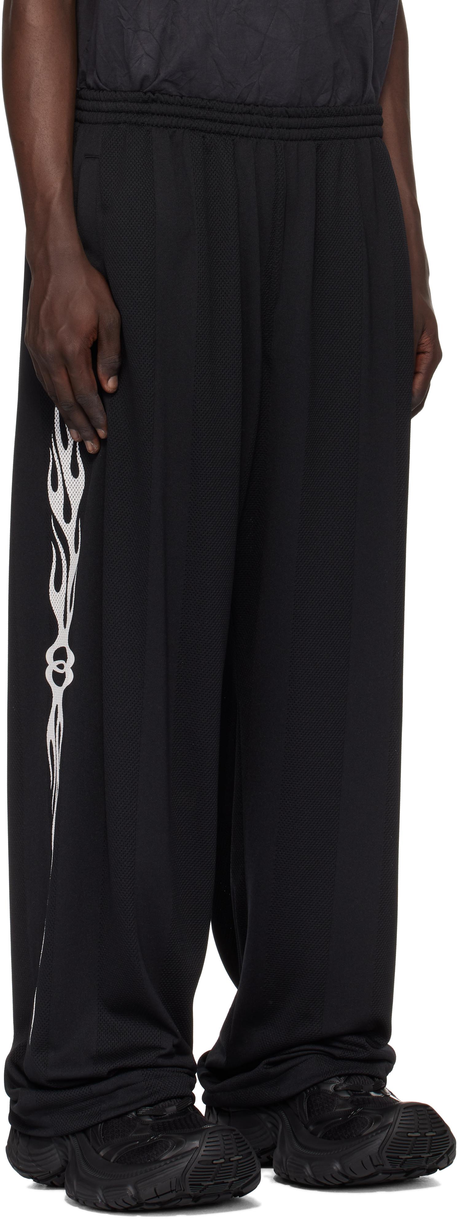 メンズ Balenciaga ブラック ストライプ メッシュ バギー トラック