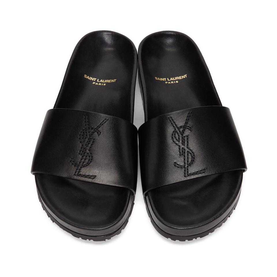 Saint Laurent Jimmy Leather Slides in 