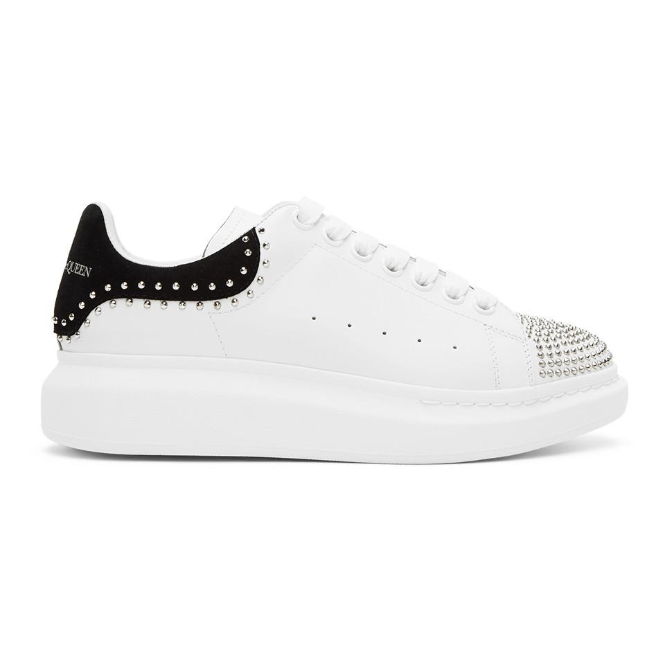 Alexander McQueen Leather Oversized Sneaker in White/Black (White) for Men - Save 35% - Lyst