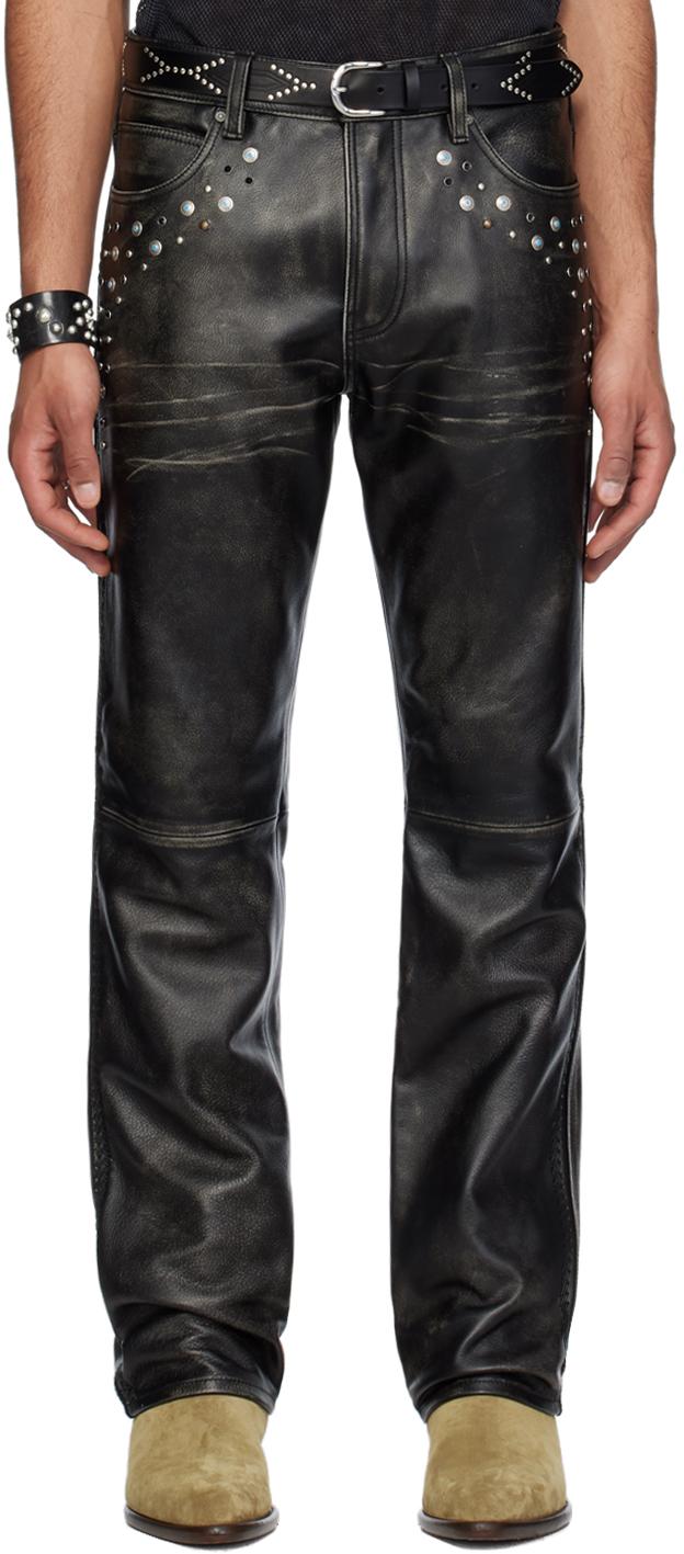 Guess Flare Leather Pants in Black for Men Lyst UK