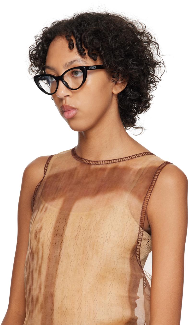 Fendi Cat-eye Acetate And Silver-tone Optical Glasses in Black