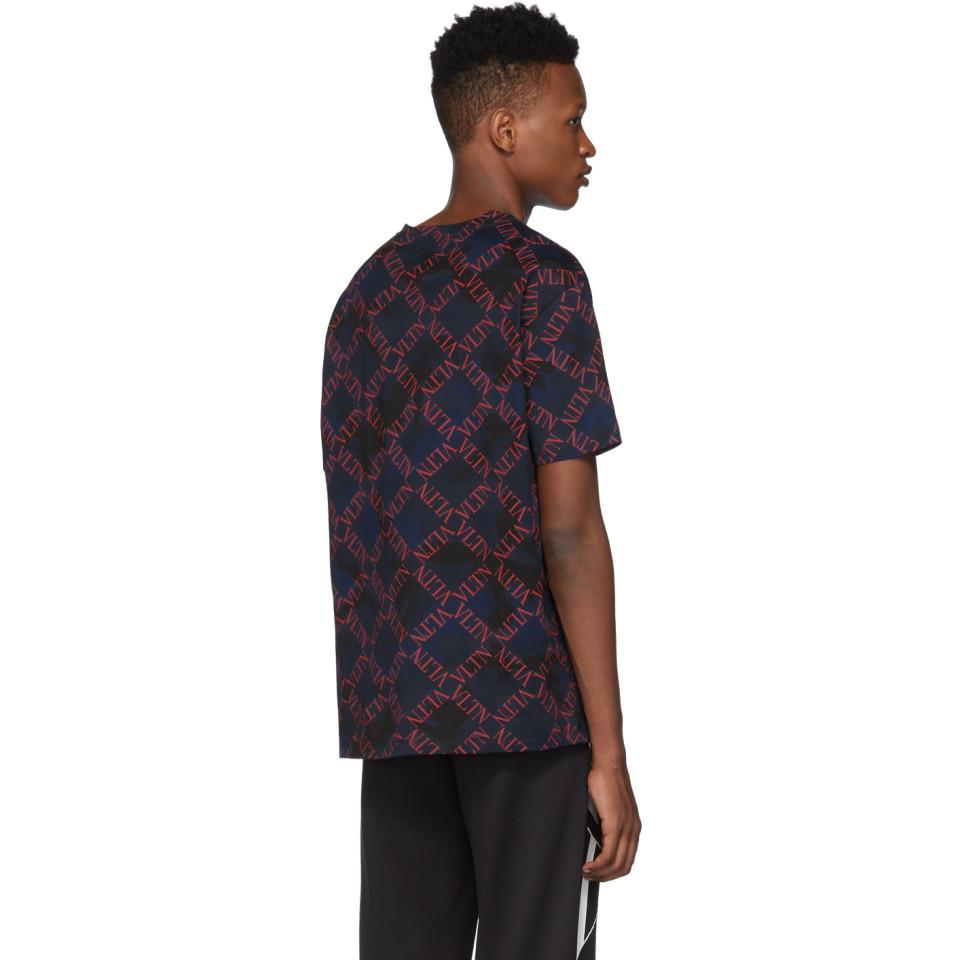 Valentino Cotton Navy Camouflage Vltn 