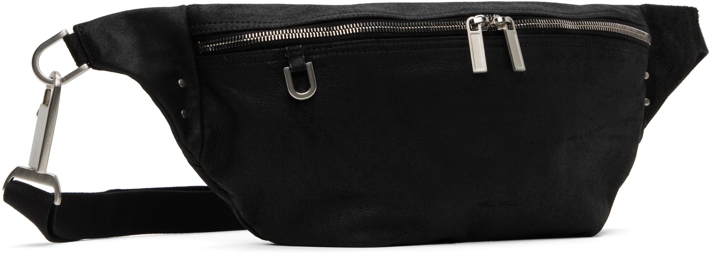 ★お洒落★ RICK OWENS ブラック Hollywood バムバッグ ポーチ メンズ Rick Owens ブラック Hollywood バムバッグ ポーチ