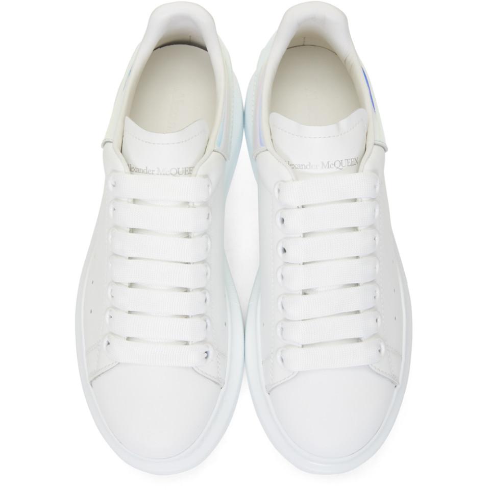 Men's Luxury Sneakers - Oversize Sneakers Alexander McQueen in white  leather and holographic back