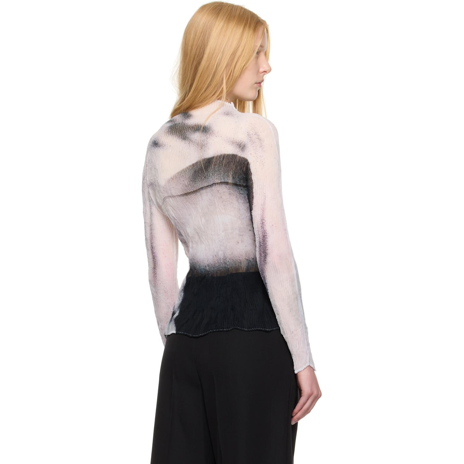 Issey Miyake Shadow Study Pleats Chiffon Twist Turtleneck in Black