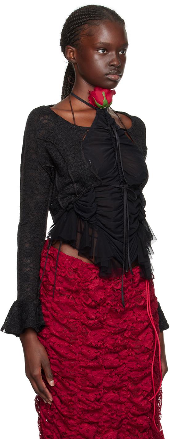 Red ruffle hotsell cardigan