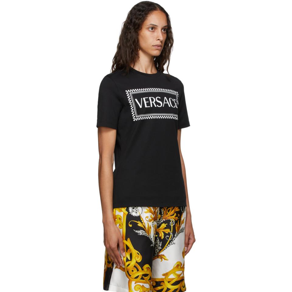 Versace Cotton Black 90s Logo T-shirt - Lyst