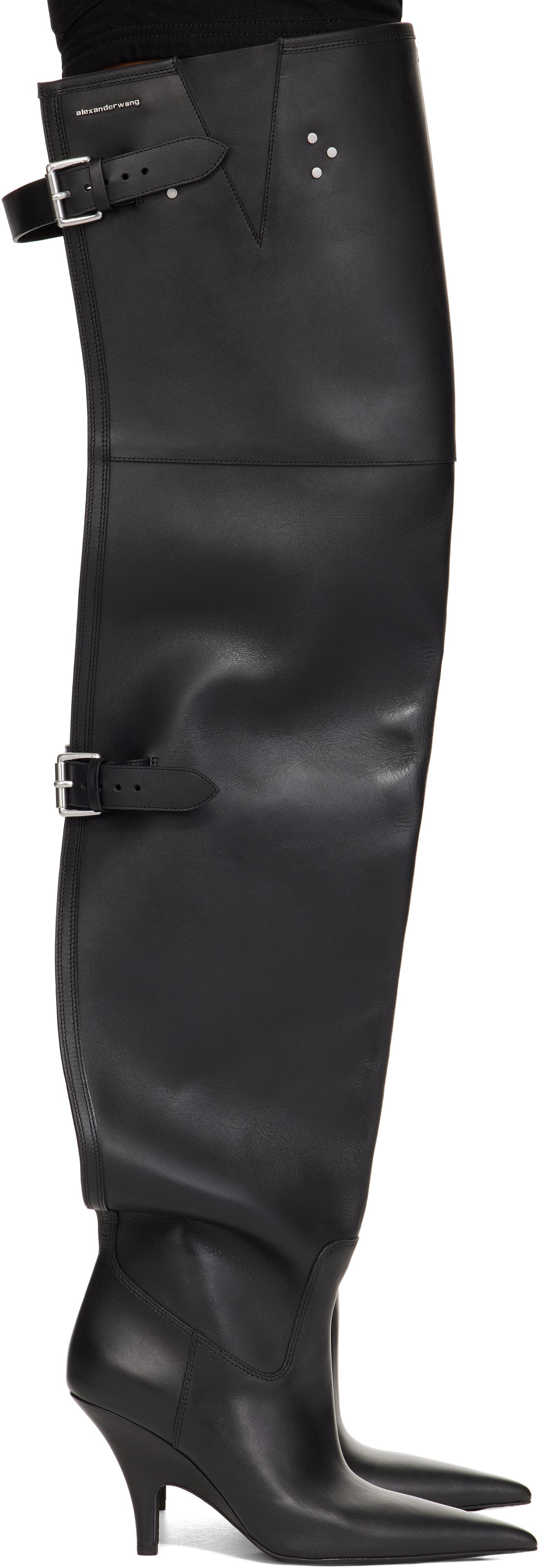 Dries Van Noten レディース ブラック レザー ウェッジ ロング Dries Van Noten レディース ブラック レザー ウェッジ ロング
