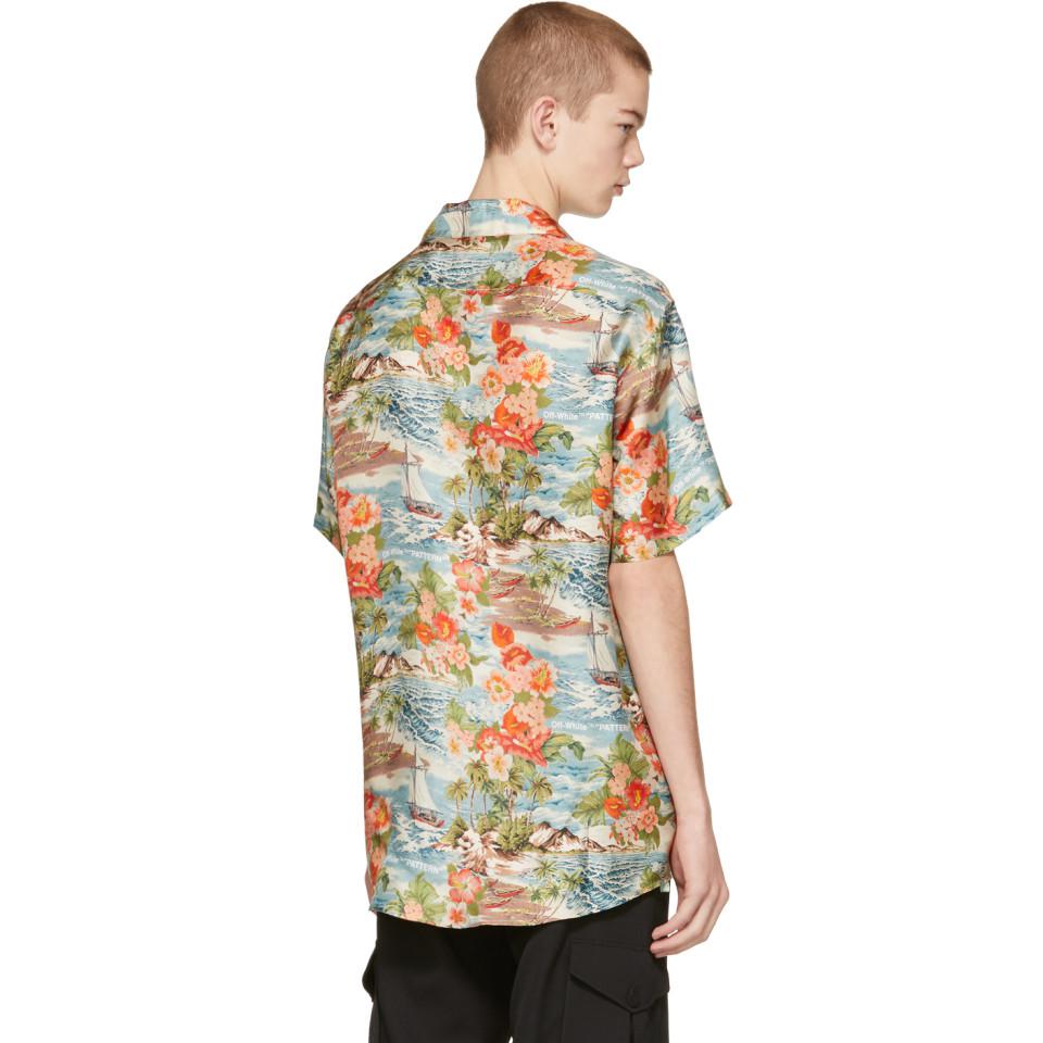 Off white silk hawaiian shirt Clearance