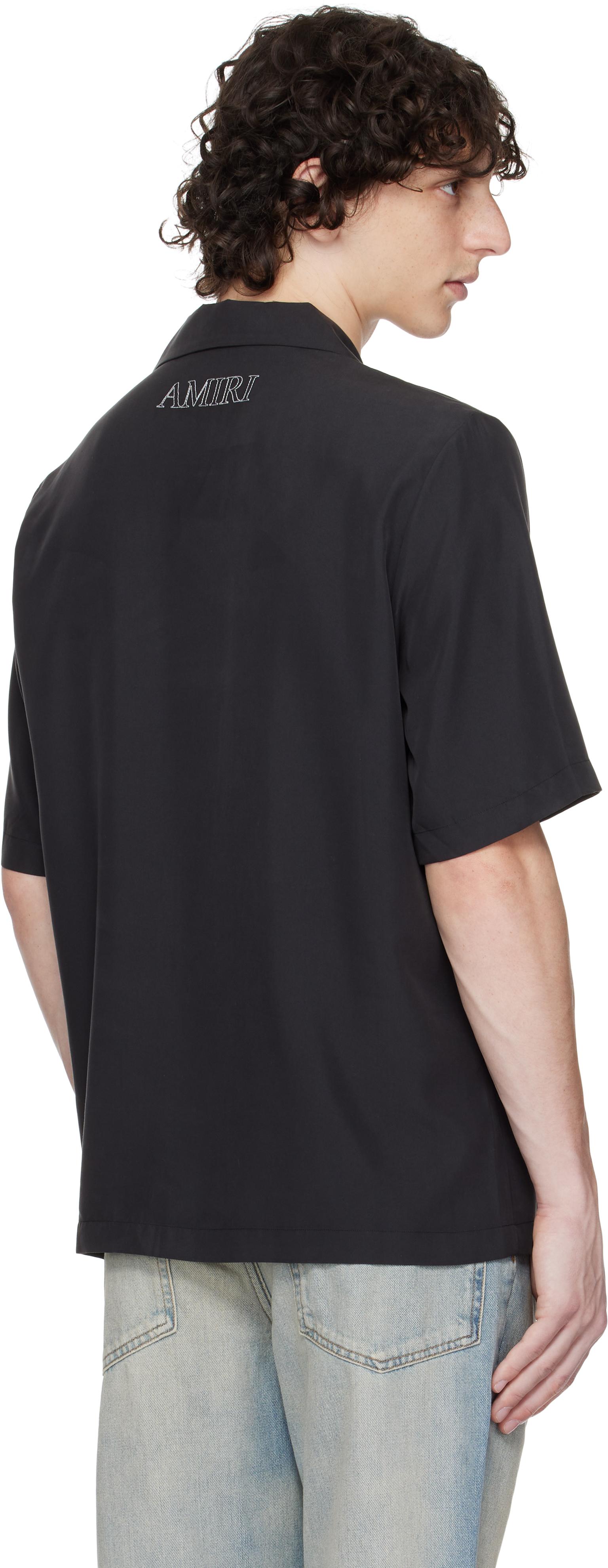 【AMIRI】MA アウトラインポケット ボウリング シャツ 黒 半袖 メンズ Amiri ブラック Ma Outline ボウリングシャツ ブラック