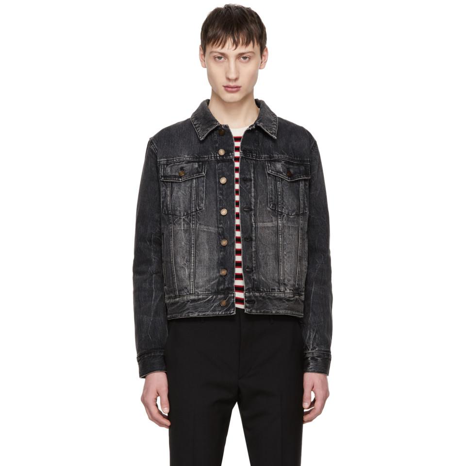 Saint Laurent Black Faded Denim Waiting 