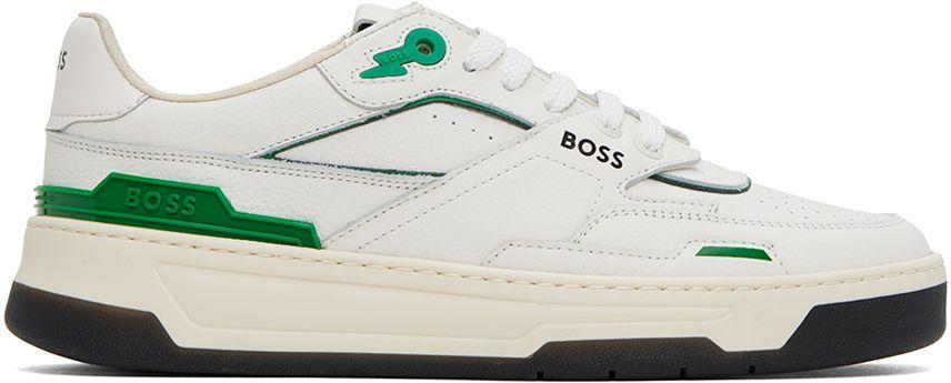 BOSS HUGO BOSS White Green Reflective Sneakers Black for Men | Lyst