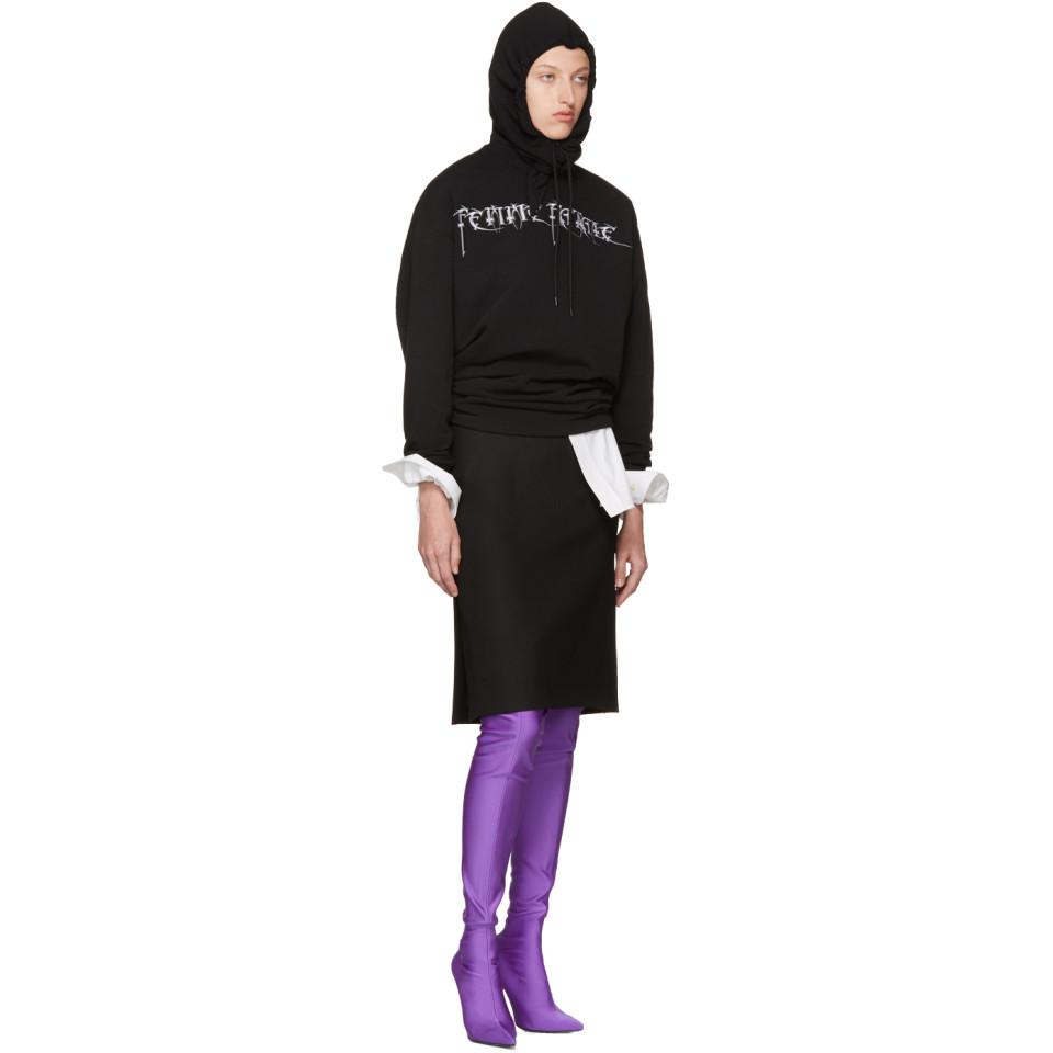 Balenciaga Black 'femme Fatale' Headscarf Hoodie | Lyst