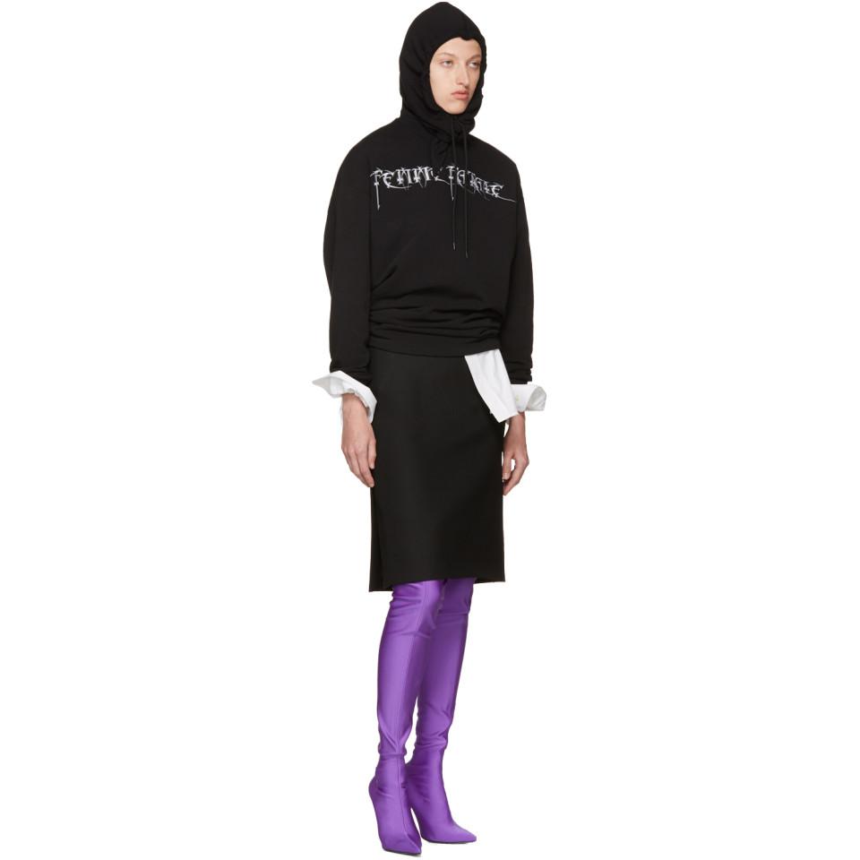 Balenciaga Cotton Black 'femme Fatale' Headscarf Hoodie | Lyst