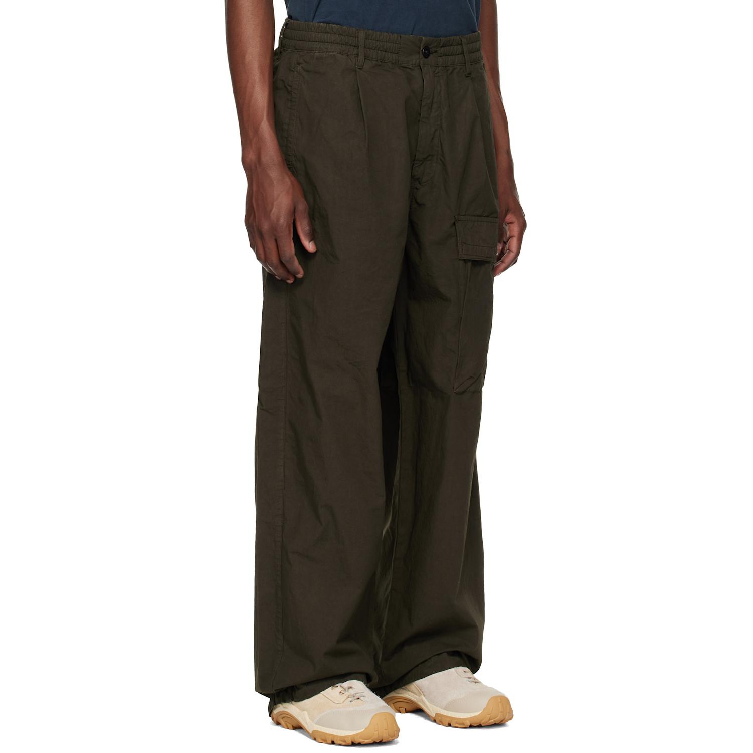 C.P. Company Khaki Micro-Reps Boxy Leg Pocket Lens Cargo Pants in
