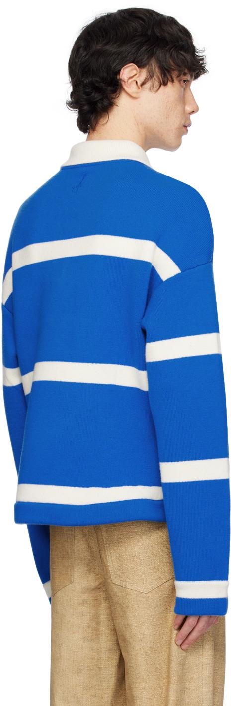 JW Anderson メンズ ブルー ストラクチャード ニットポロシャツ Tシャツ