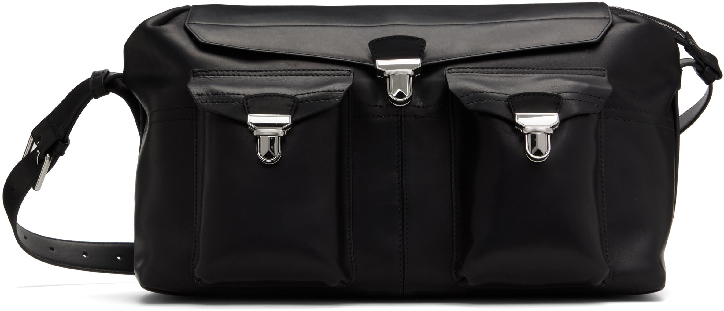 ◆LEMAIRE◆ブラック Week-End Gear バッグ レザー Black Week-end Gear Bag | LEMAIRE