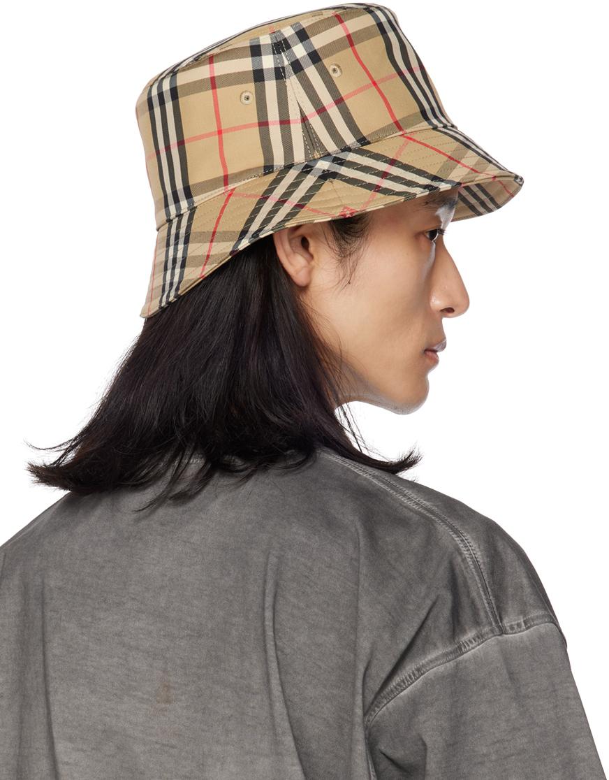 Burberry Check Bucket Hat in Brown for Men Lyst UK