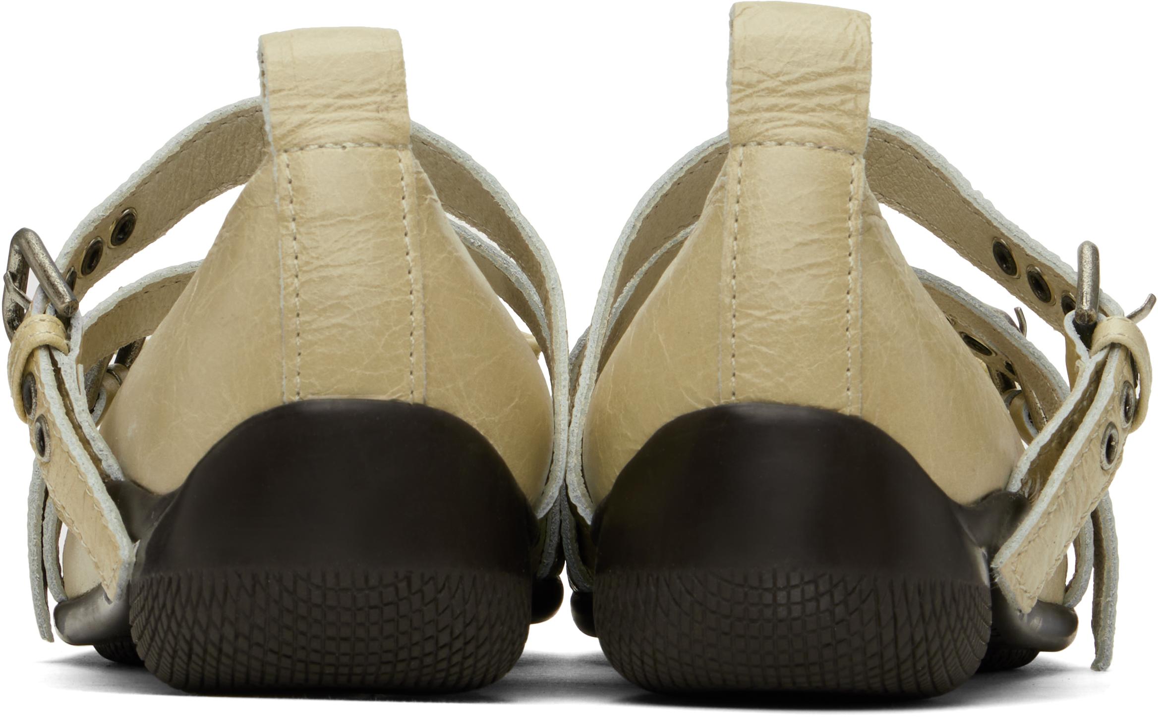 OPEN YY Cross Buckle Ballerina Flats in Black | Lyst