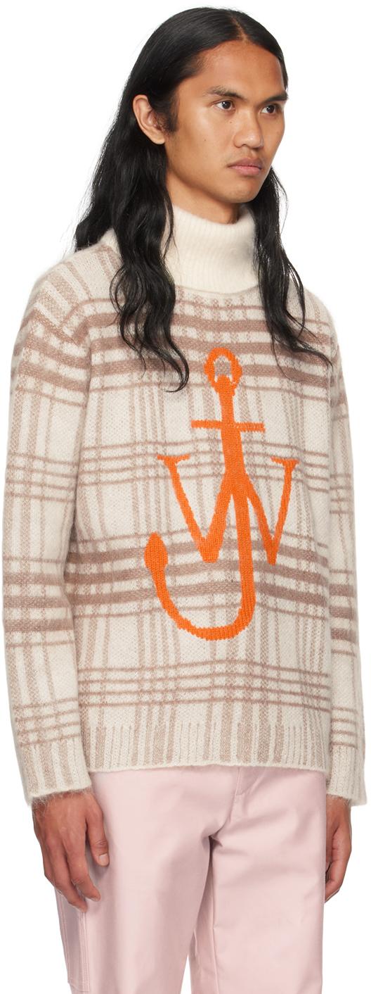 JW Anderson メンズ オレンジ オフホワイト&ブラウン チェック 