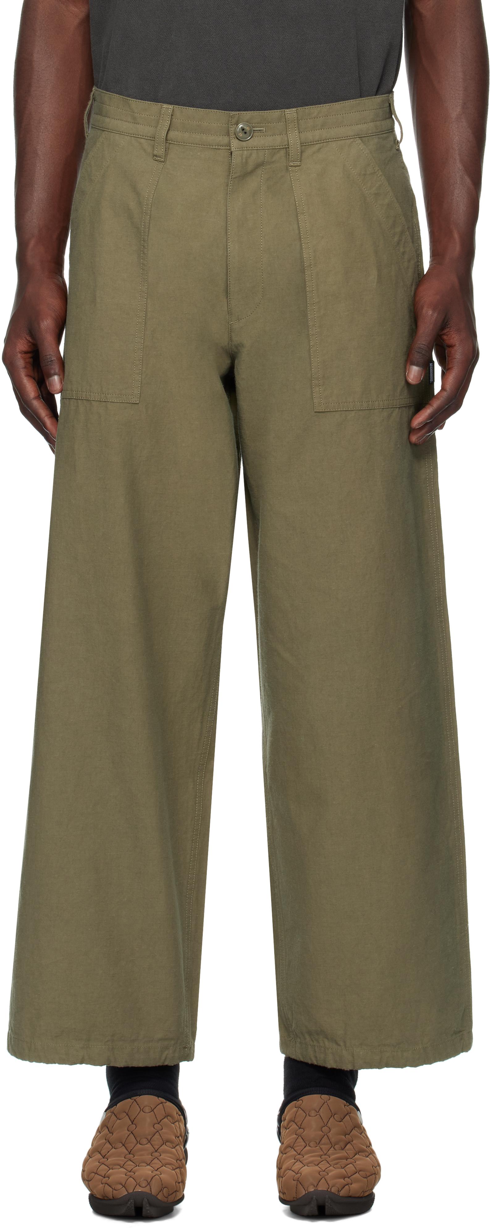 Neighborhood Khaki Wide Baker Trousers in Green for Men | Lyst Canada