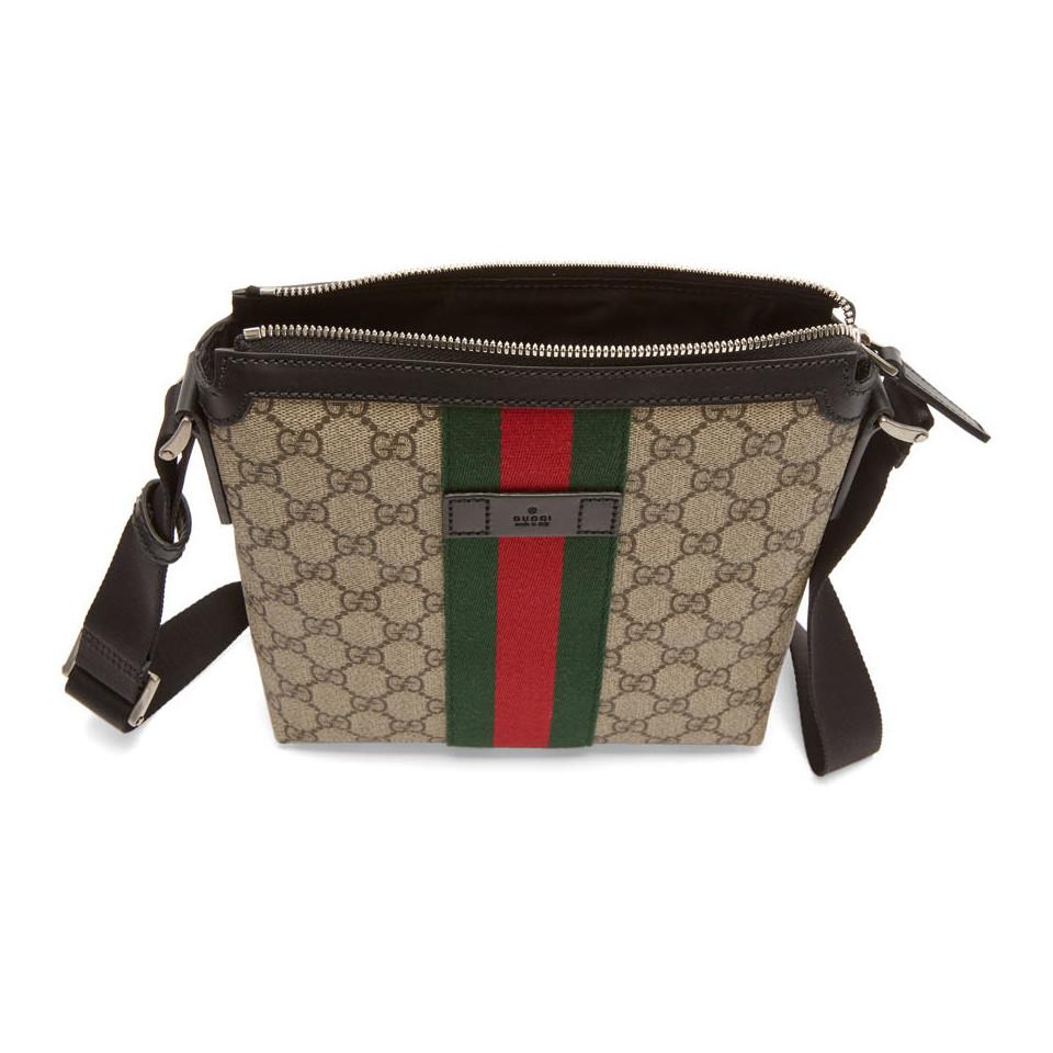 Gucci Web GG Supreme Flat Messenger Bag - Farfetch