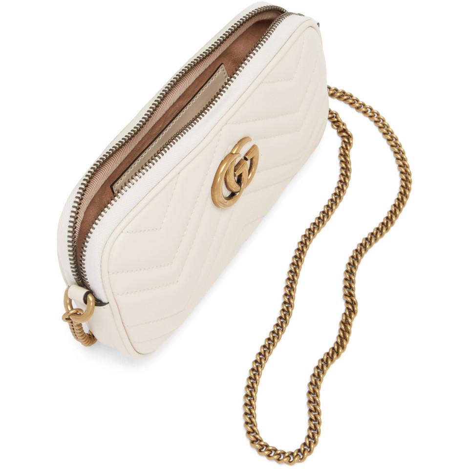 White gg marmont chain wallet bag sale