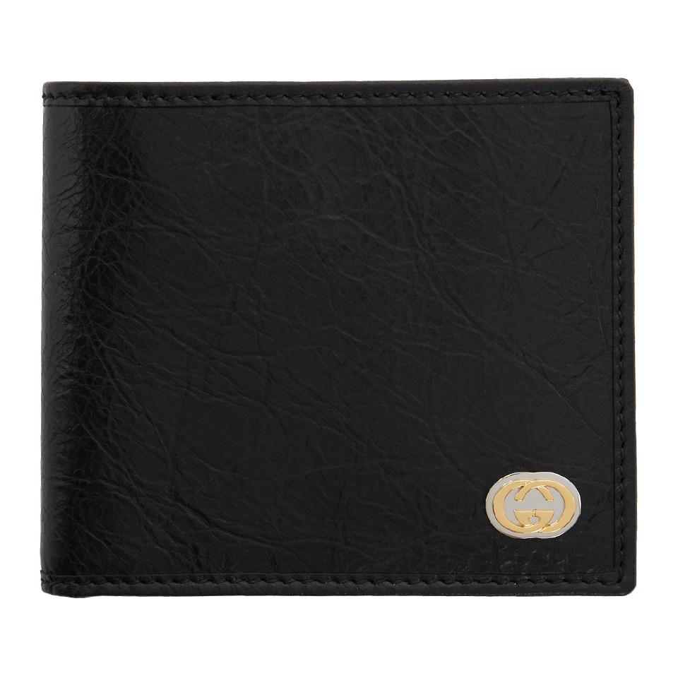 Gucci Leather Black Interlocking G Bifold Wallet for Men - Lyst