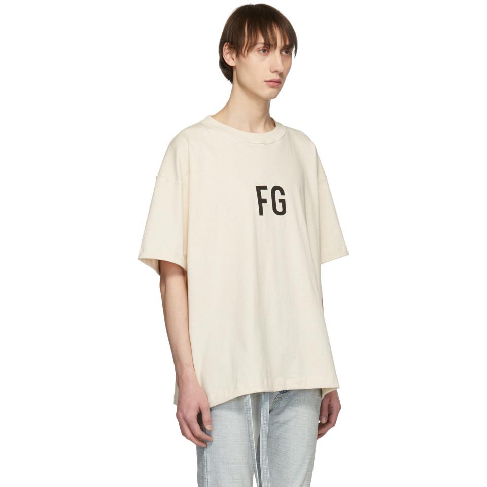 Fear Of God Ssense Exclusive Off-white Fg T-shirt in Cream 