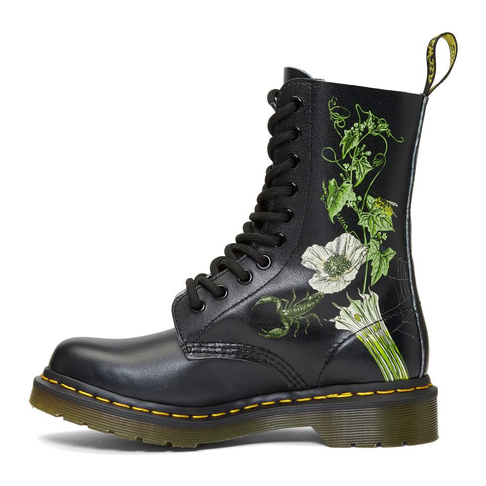 Dr. Martens Leather Black 1490 Wild Botanics Boots | Lyst